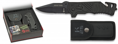 Navaja tactica K25 negra.TITANIUM