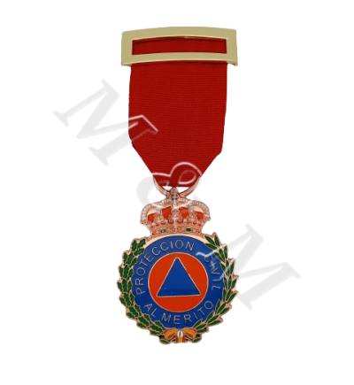 MEDALLA AL MERITO ( ROJO ) DE LA PROTECCION CIVIL CIVIL BRONCE