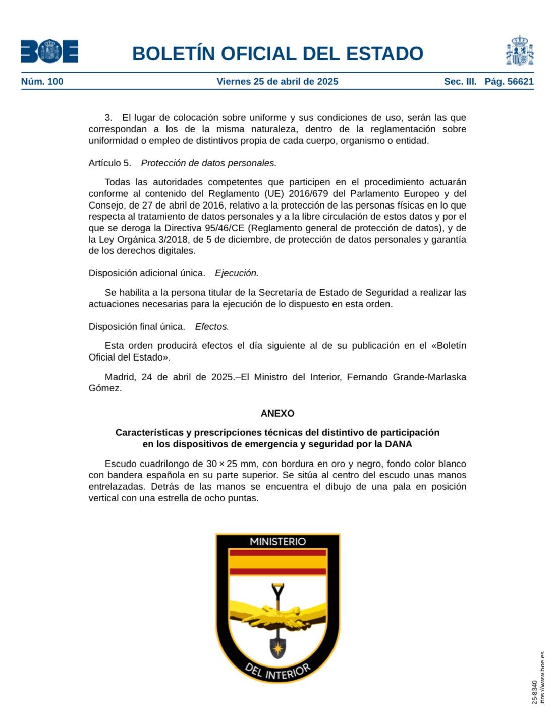 Distintivo Honorífico Participación DANA 2024 - Imagen 2