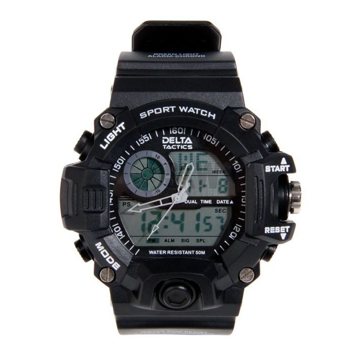 RELOJ TACTICO ANALOGICO Y DIGITAL NEGRO DELTA TACTICS